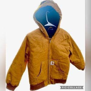 Carhartt Youth Full Zip Insulated Hooded Canvas Duck Jacket Western Boys Coat